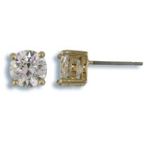 Medium Golden Stud Earrings with Round Cut Blue Luster Diamond Medium Golden Stud Earrings with Round Cut Blue Luster Diamond